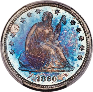 image for: 1860 25C PR65 PCGS....