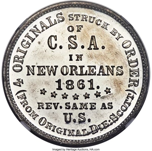 image for: 1861 50C Scott Token MS64 Prooflike NGC. CAC....