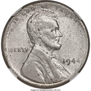 image for: 1944 1C Struck on a Zinc-Coated Steel Planchet AU55 NGC....