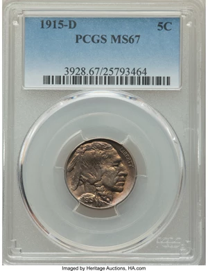 image for: 1915-D 5C MS67 PCGS....