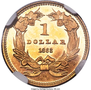 image for: 1863 G$1 PR67 Ultra Cameo NGC....