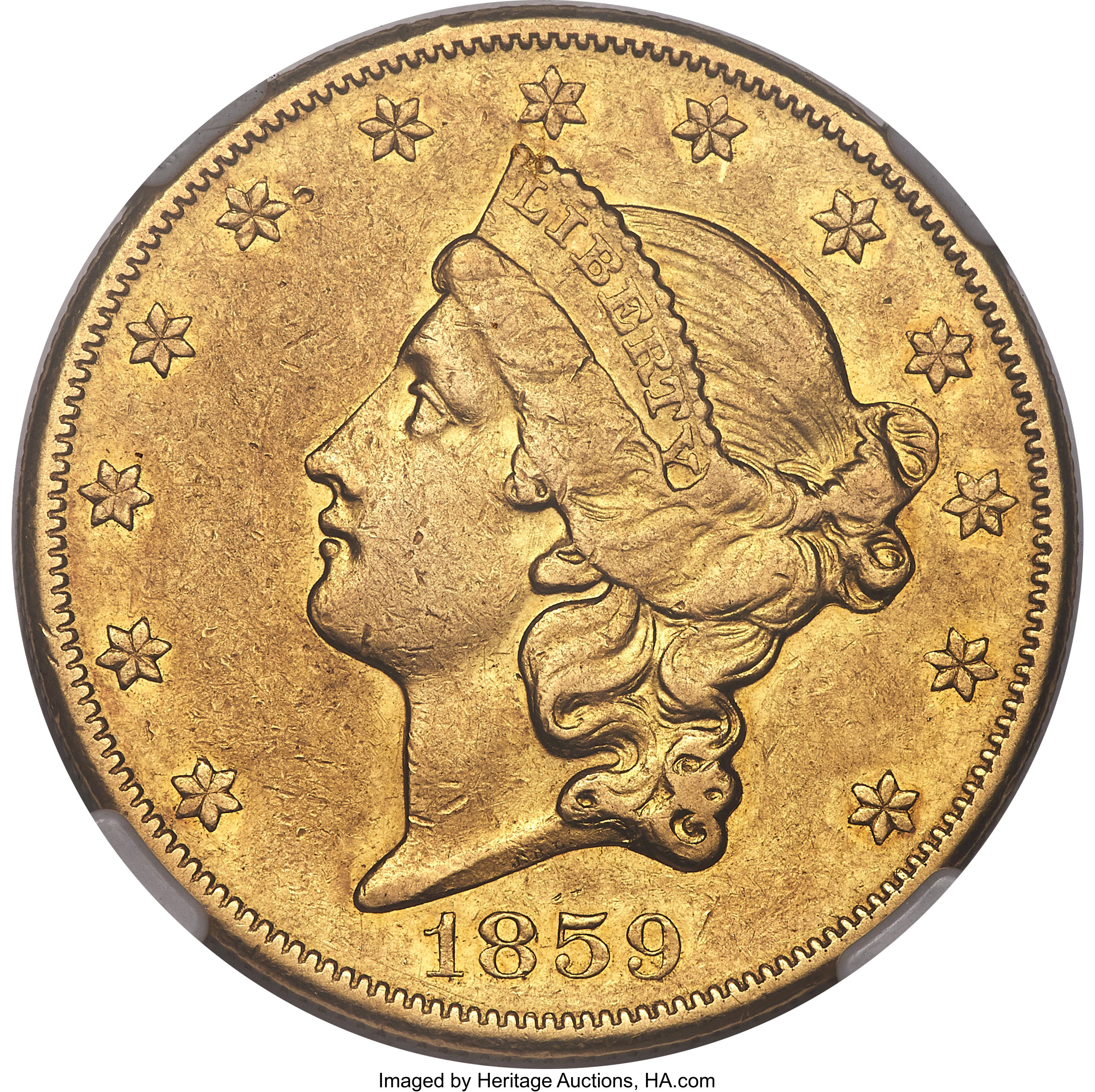 image for: 1859-O $20 AU53 NGC. Variety 4....