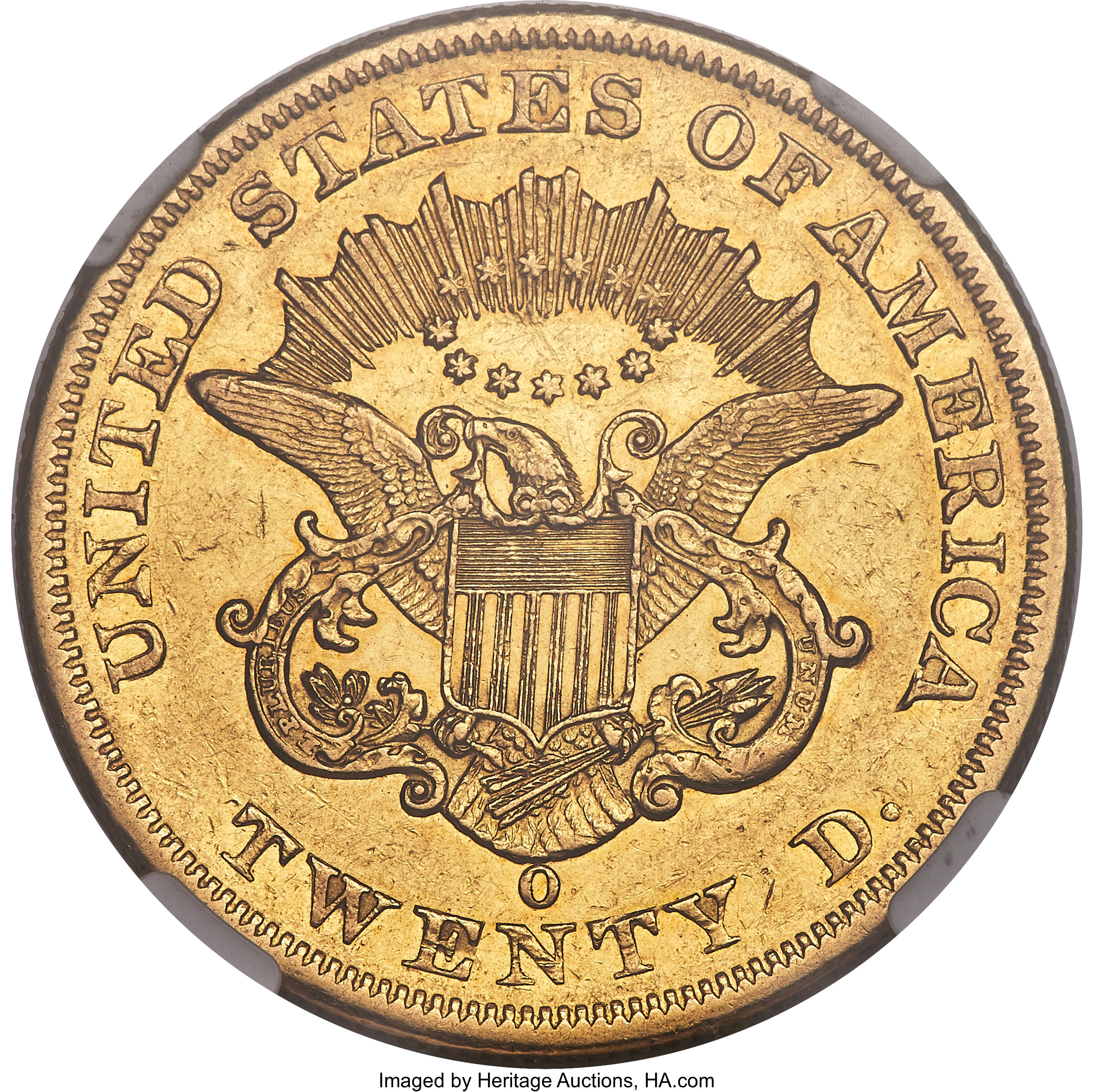 image for: 1859-O $20 AU53 NGC. Variety 4....