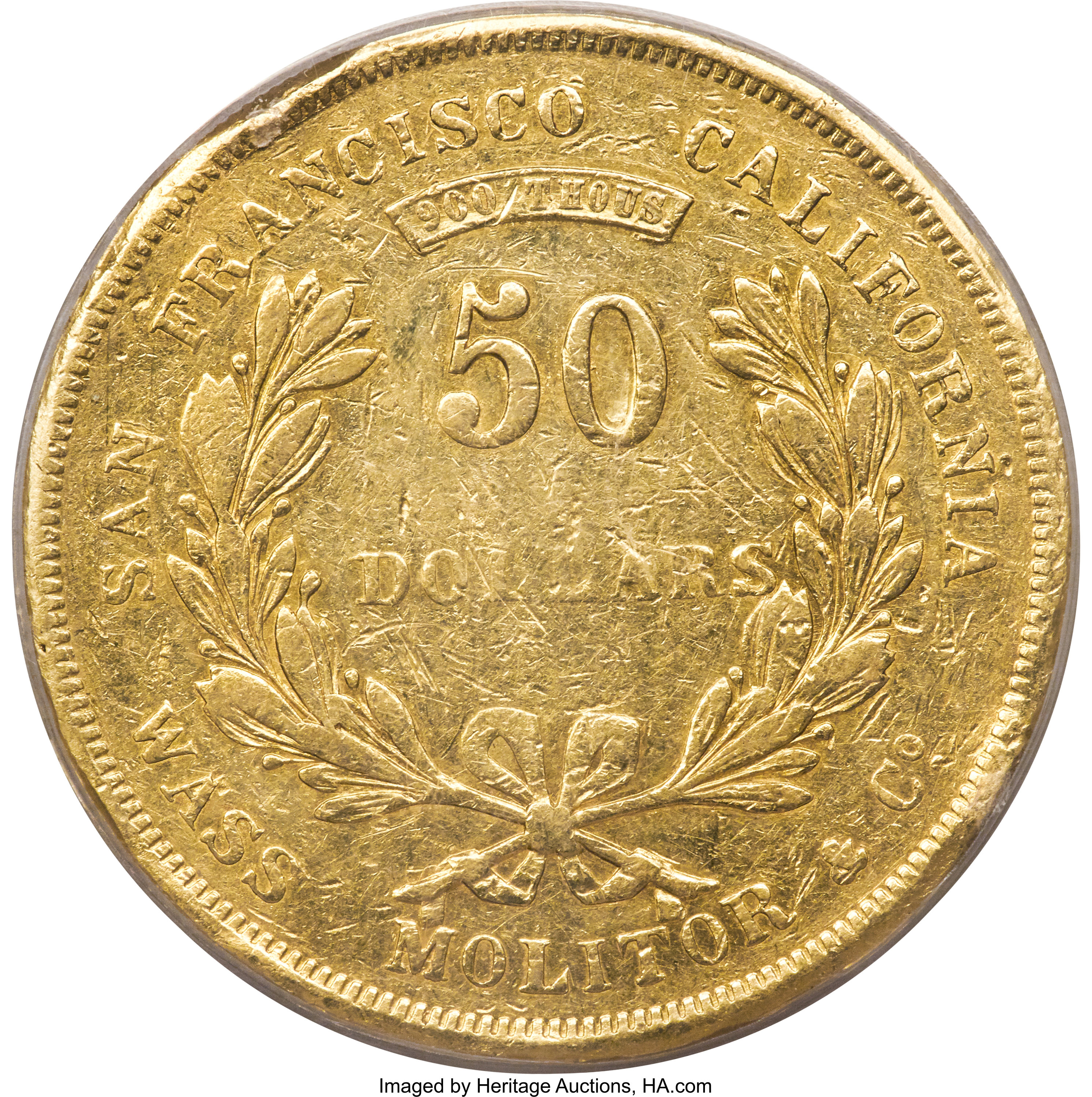 image for: 1855 $50 Wass Molitor Fifty Dollar XF40 PCGS. K-9, R.5....