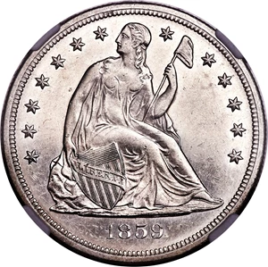 image for: 1859-S $1 MS62 NGC. OC-1, R.2....