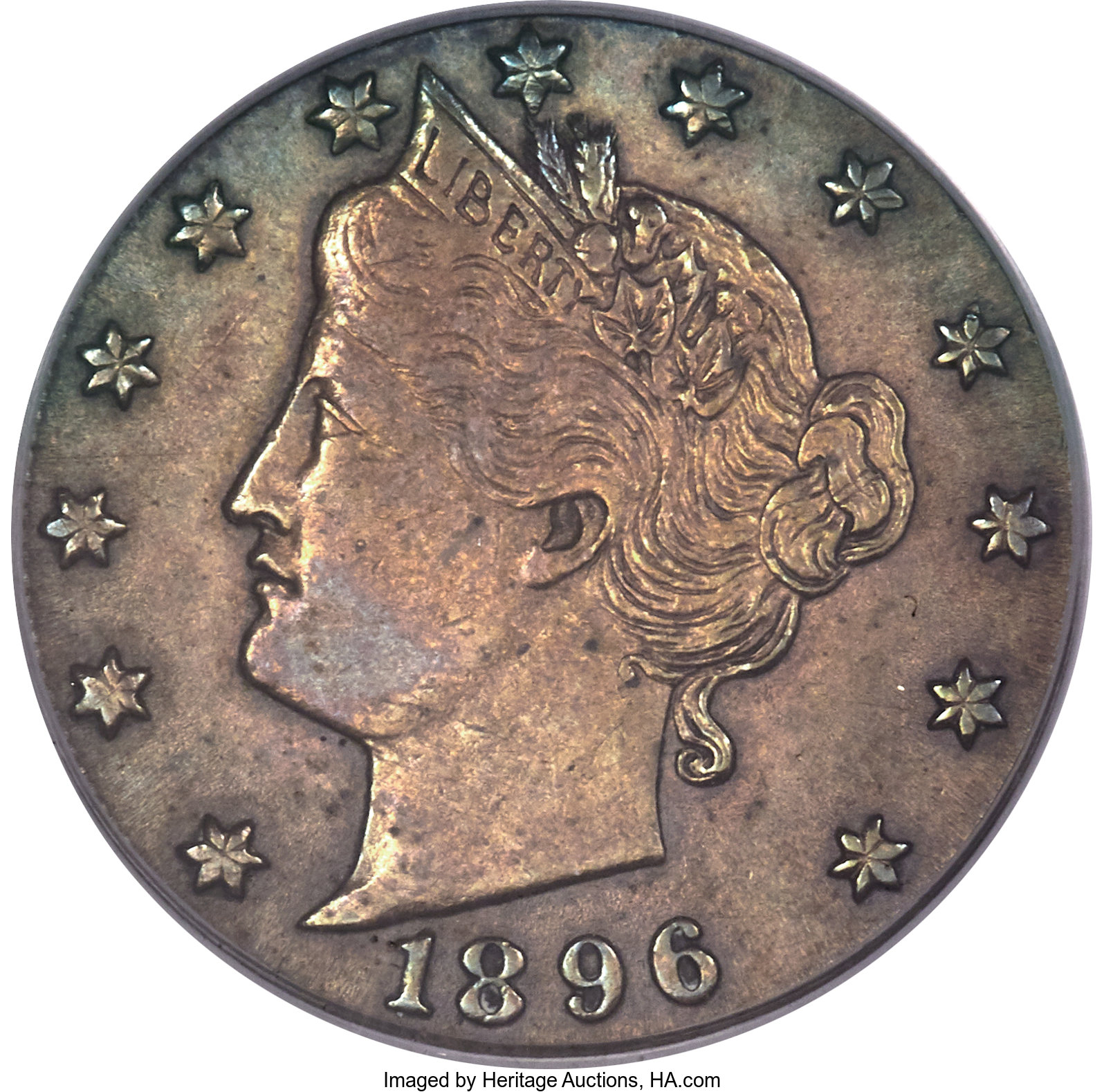 1896 5C Liberty Nickel -- Struck on a Cent Planchet -- AU53 PCGS. ...