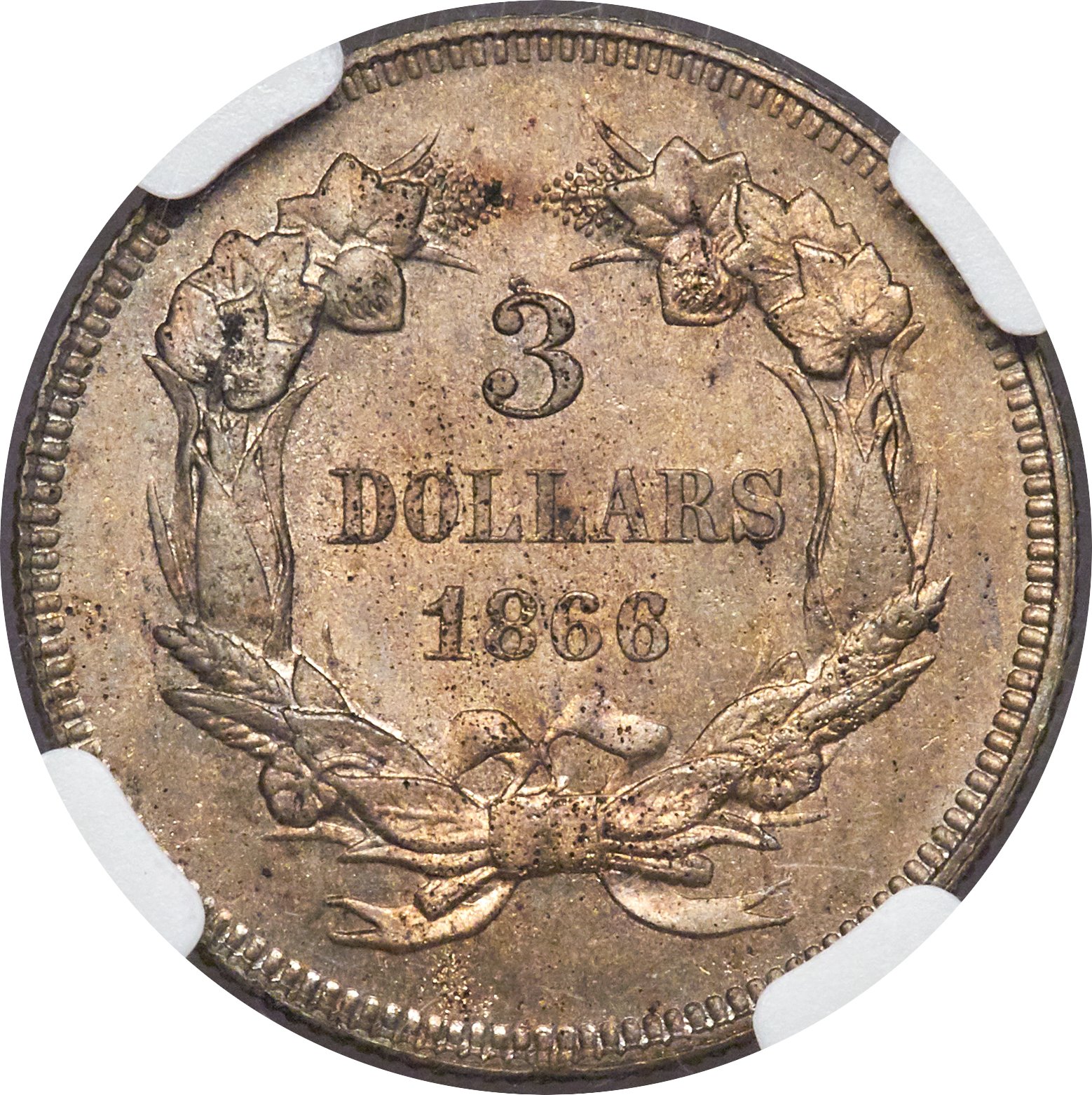 image for: 1866 $3 Three Dollar, Judd-543, Pollock-608, High R.7, PR64 NGC....