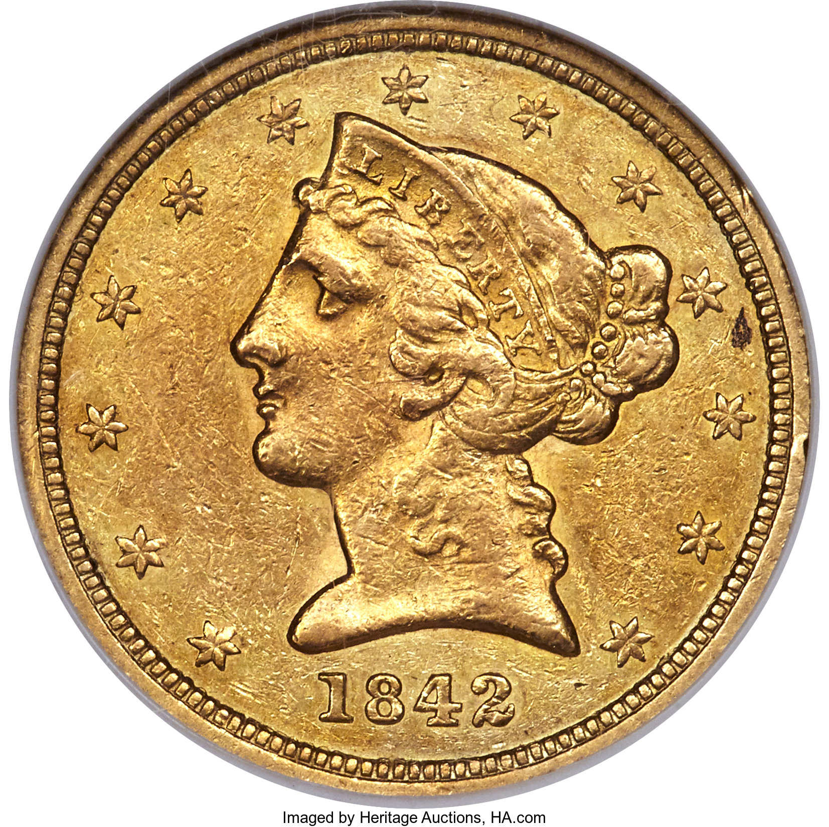 image for: 1842-O $5 AU55 NGC. Variety 1....