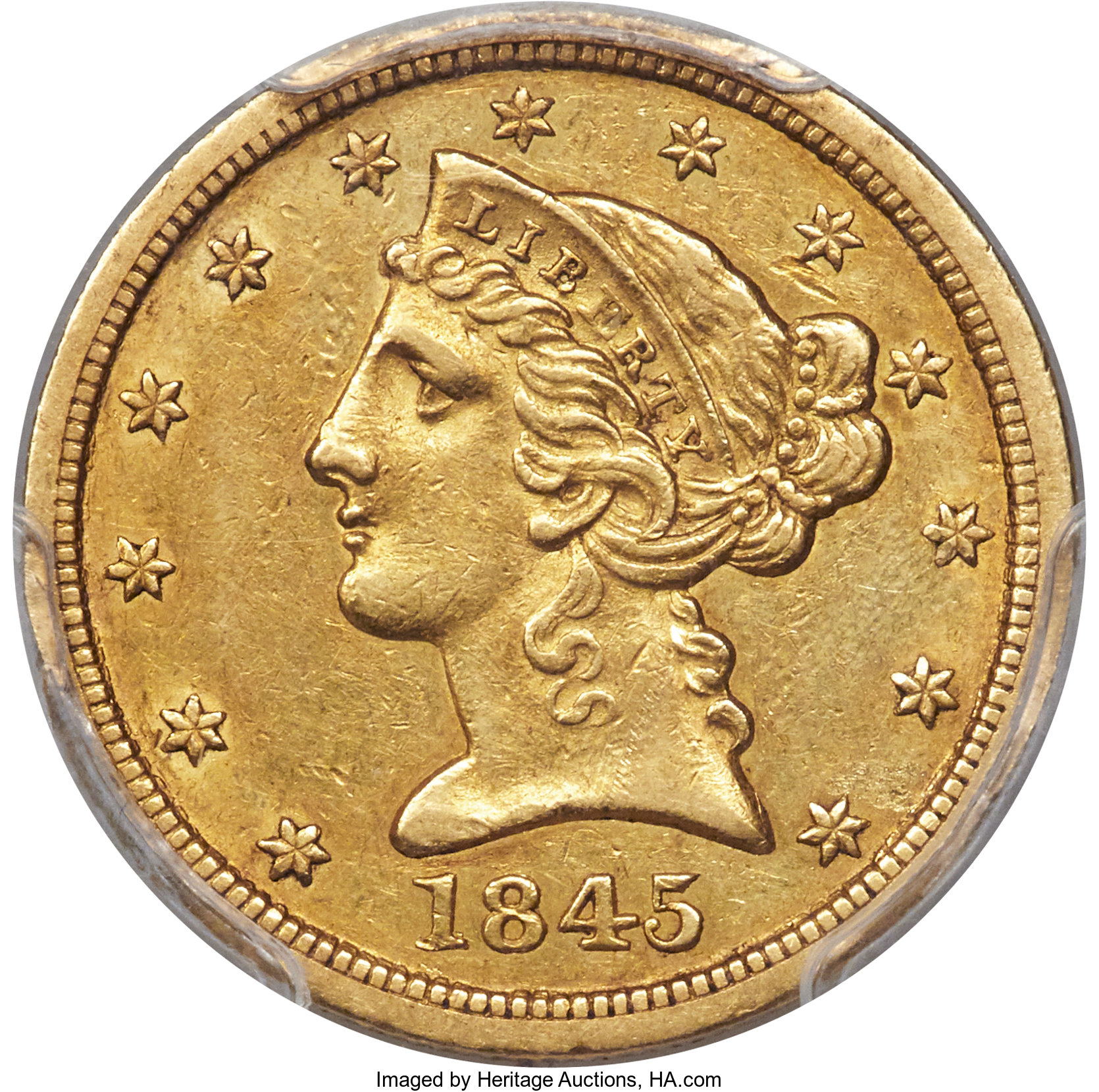 image for: 1845-O $5 AU55 PCGS. Variety 1....