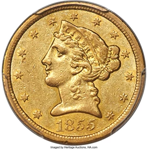 image for: 1855-O $5 XF45 PCGS. Variety 1....