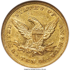 image for: 1860-O $10 AU58 NGC. Variety 2....