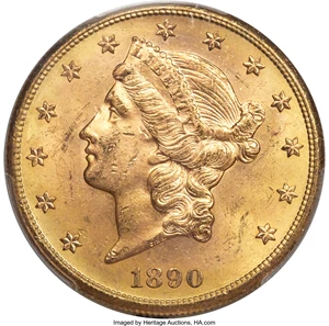 image for: 1890-S $20 MS63 PCGS....