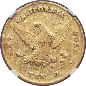 image for: 1852 $10 Wass Molitor, Large Head AU50 NGC. K-4, R.5....