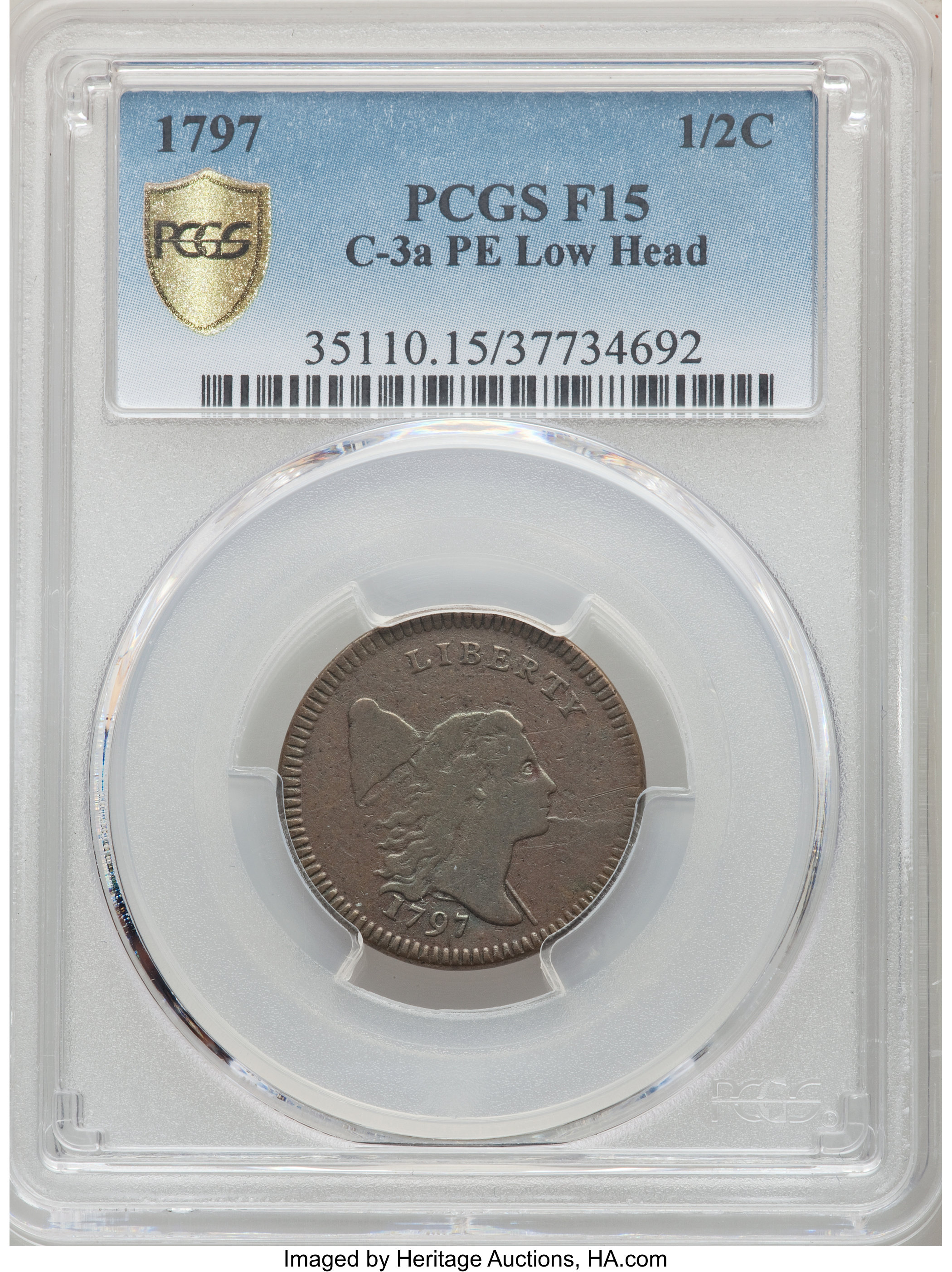 1797 1/2c Plain Edge, Low Head, C-3a MS BN AU55 BN thumbnail 22