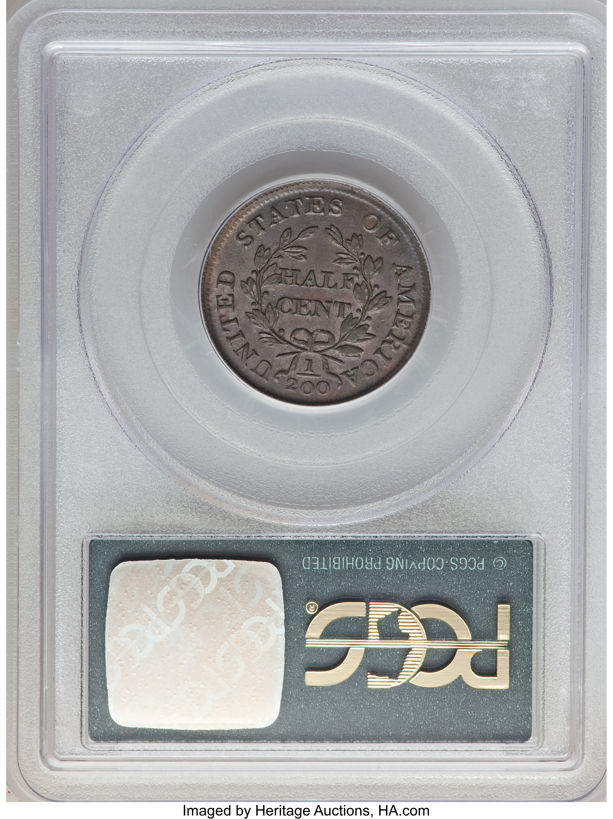 1804 1/2c Crosslet 4, Stems, C-9 MS BN AU50 BN CAC thumbnail 12