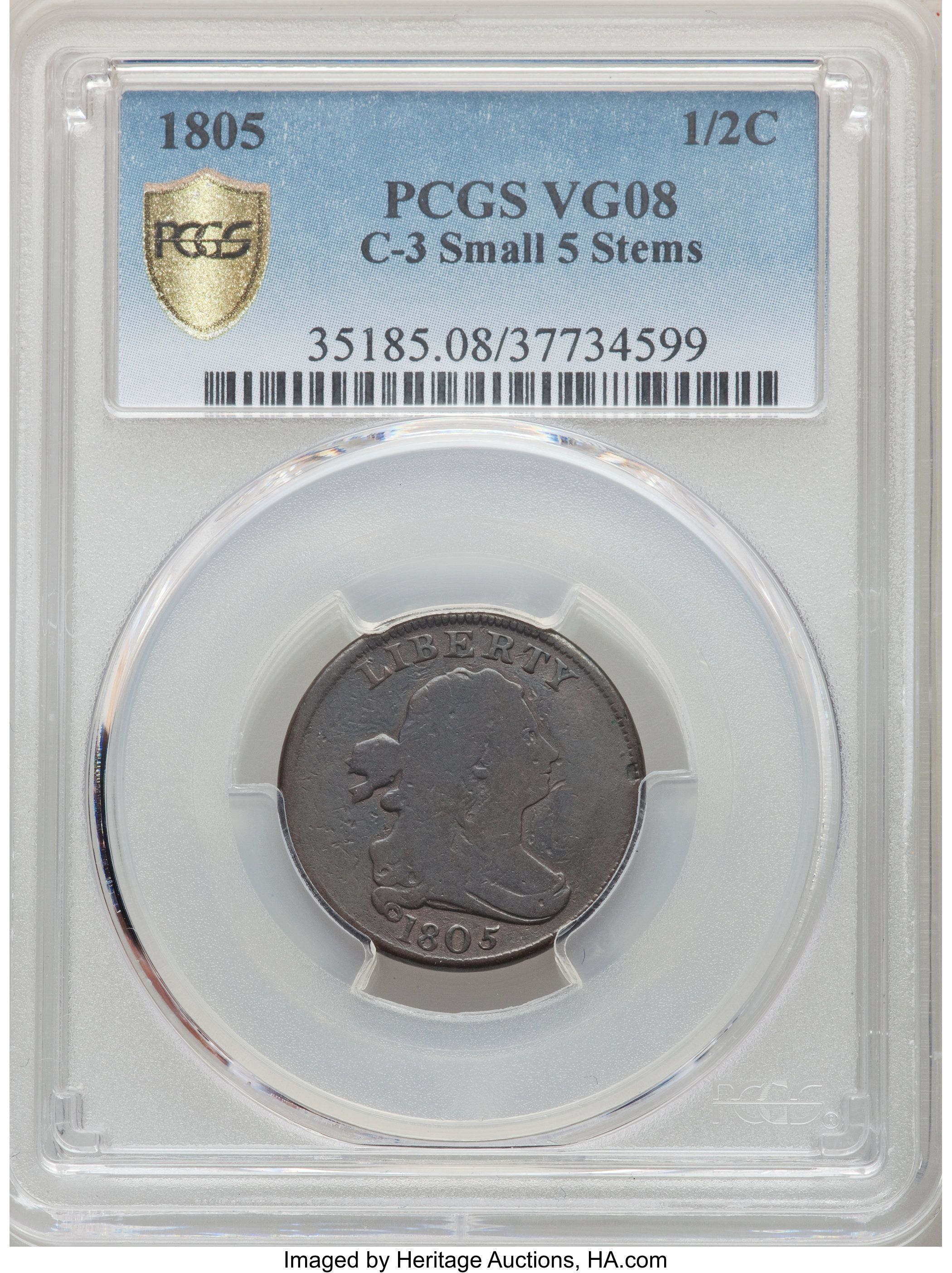 1805 1/2c Small 5, Stems, C-3 MS BN VG10 BN thumbnail 12
