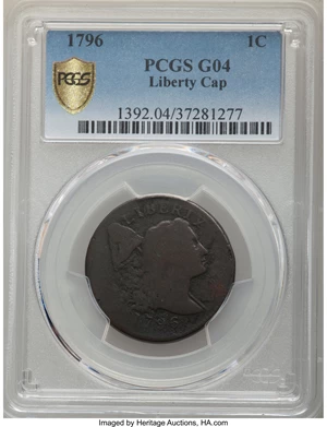 image for: 1796 1C Liberty Cap, S-91, B-1, R.3, Good 4 PCGS....