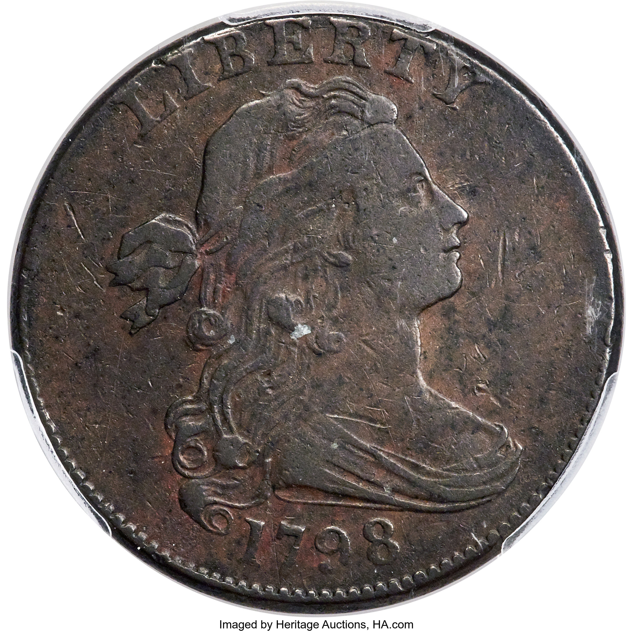 image for: 1798 1C Second Hair Style, S-182, B-43, R.4, VF30 PCGS....