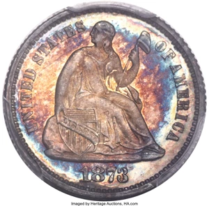 image for: 1873 H10C PR66 Cameo PCGS. CAC....