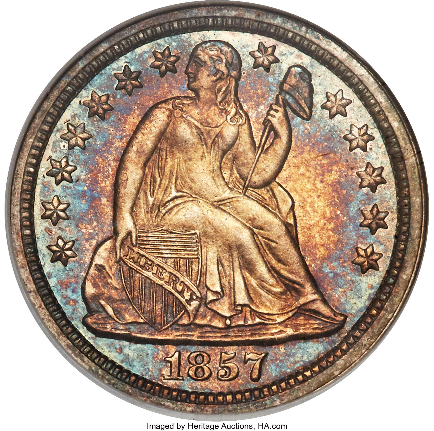 image for: 1857 10C PR65 NGC. CAC. Fortin-Unlisted....