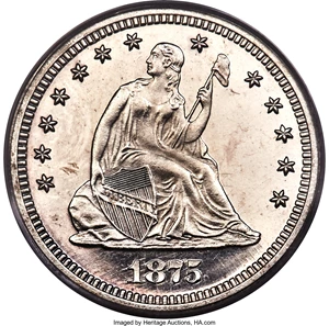 image for: 1875 25C PR65 Cameo PCGS. CAC....