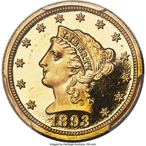image for: 1893 $2 1/2 PR63 Deep Cameo PCGS. CAC. JD-1, R.5....
