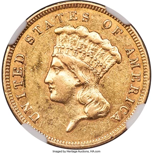 image for: 1860-S $3 AU53 NGC....