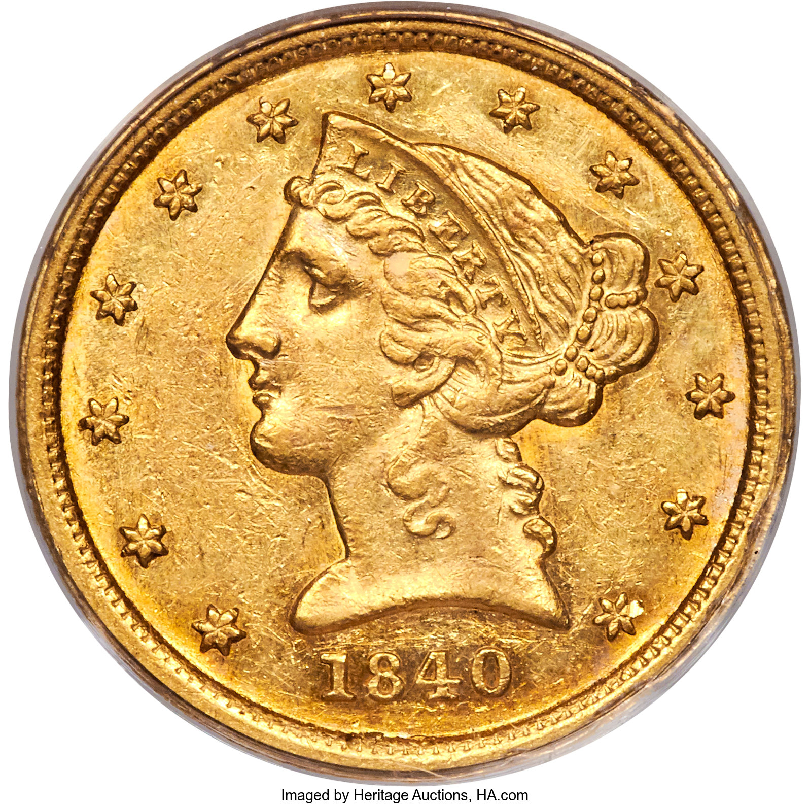image for: 1840-C $5 AU55 PCGS. Variety 1....