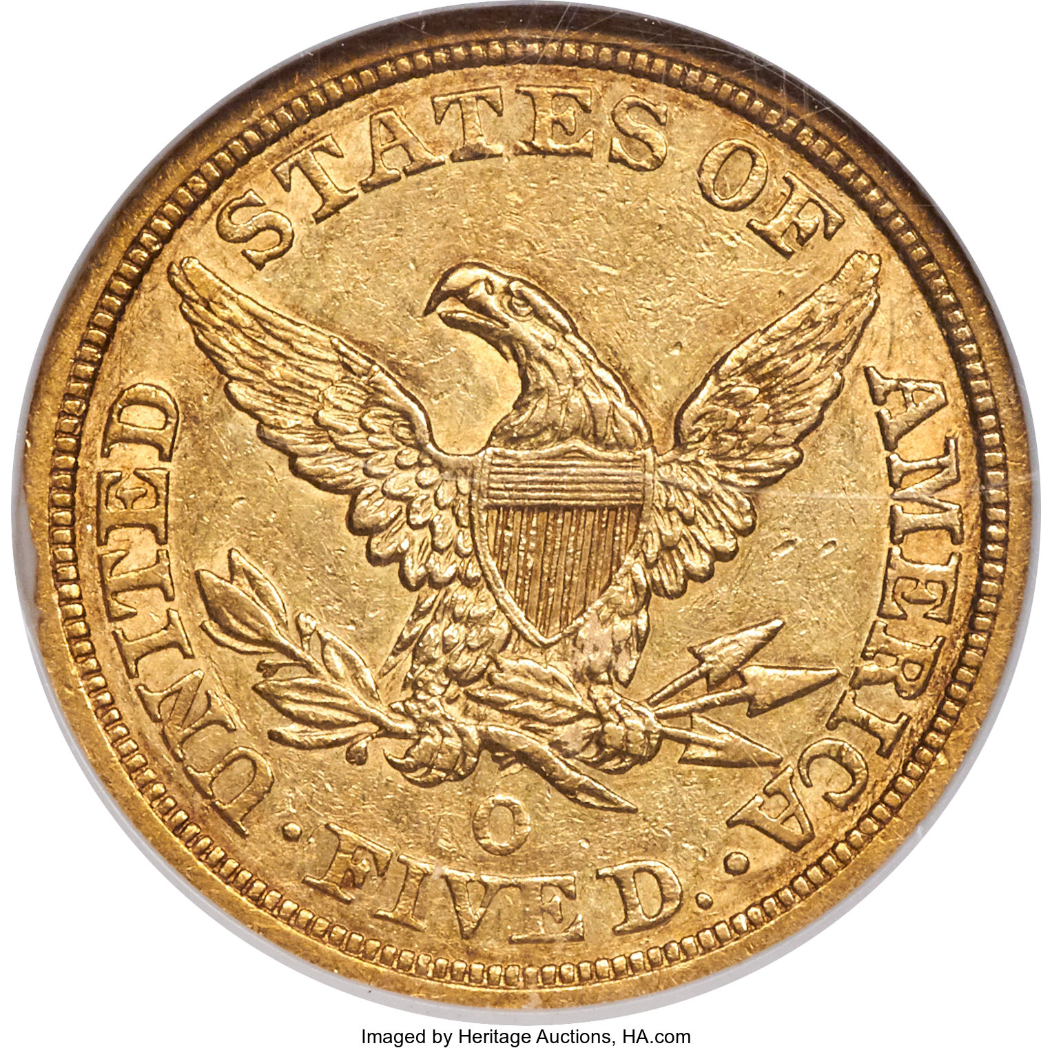 image for: 1845-O $5 AU58 NGC. Variety 1....