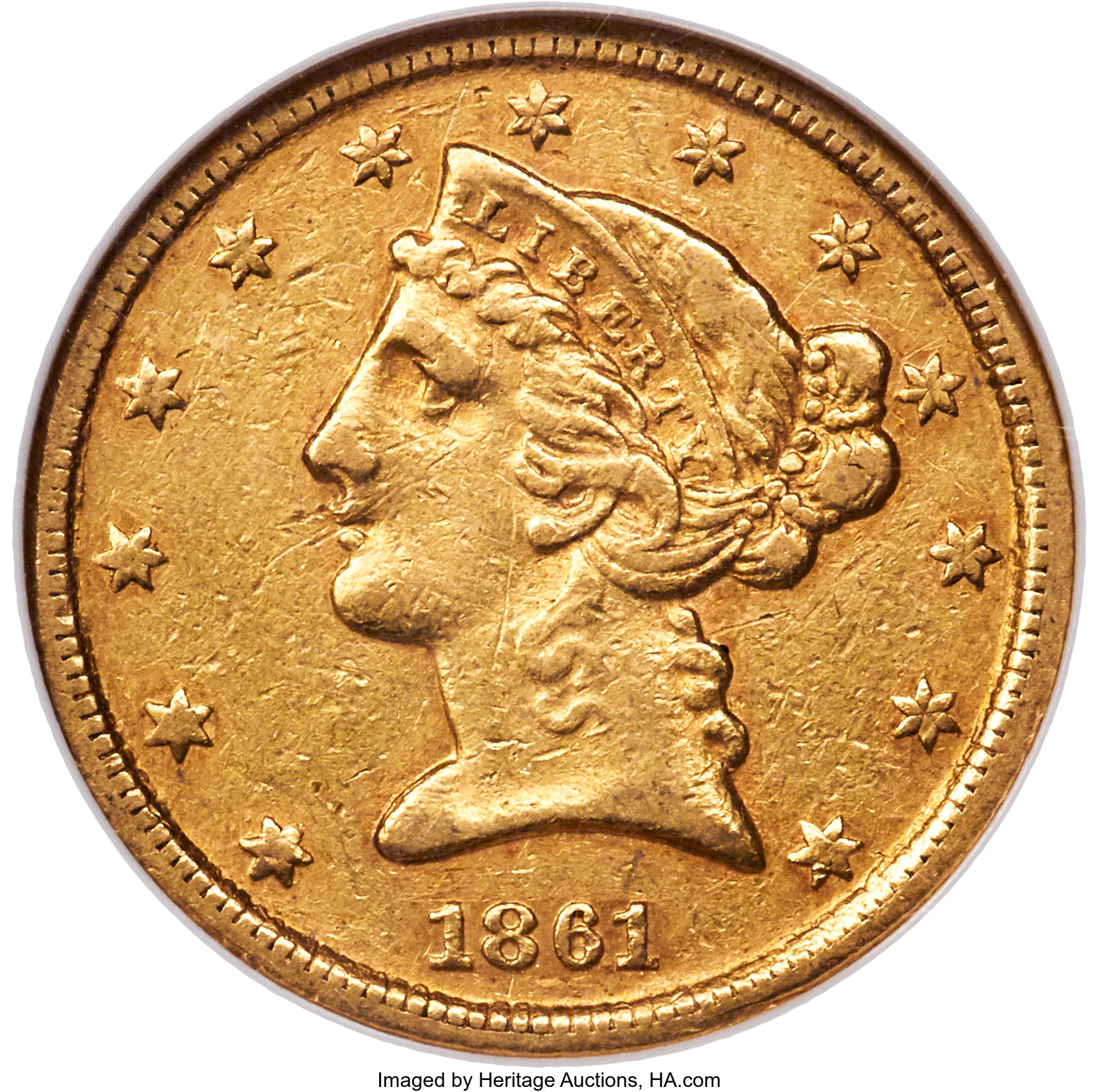 image for: 1861-C $5 XF45 NGC. Variety 1....