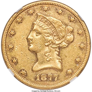 image for: 1877 $10 AU53 NGC....