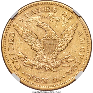 image for: 1877 $10 AU53 NGC....