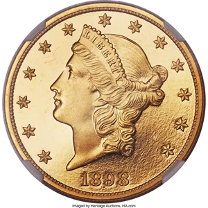 image for: 1898 $20 PR64 Ultra Cameo NGC. CAC. JD-1, R.5....
