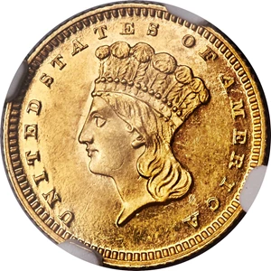 image for: 1867 G$1 PR61 Cameo NGC. JD-1, High R.6....