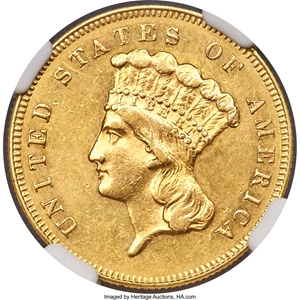 image for: 1864 $3 AU55 NGC....