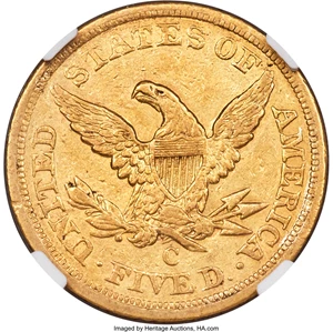 image for: 1856-C $5 AU53 NGC. Variety 1....