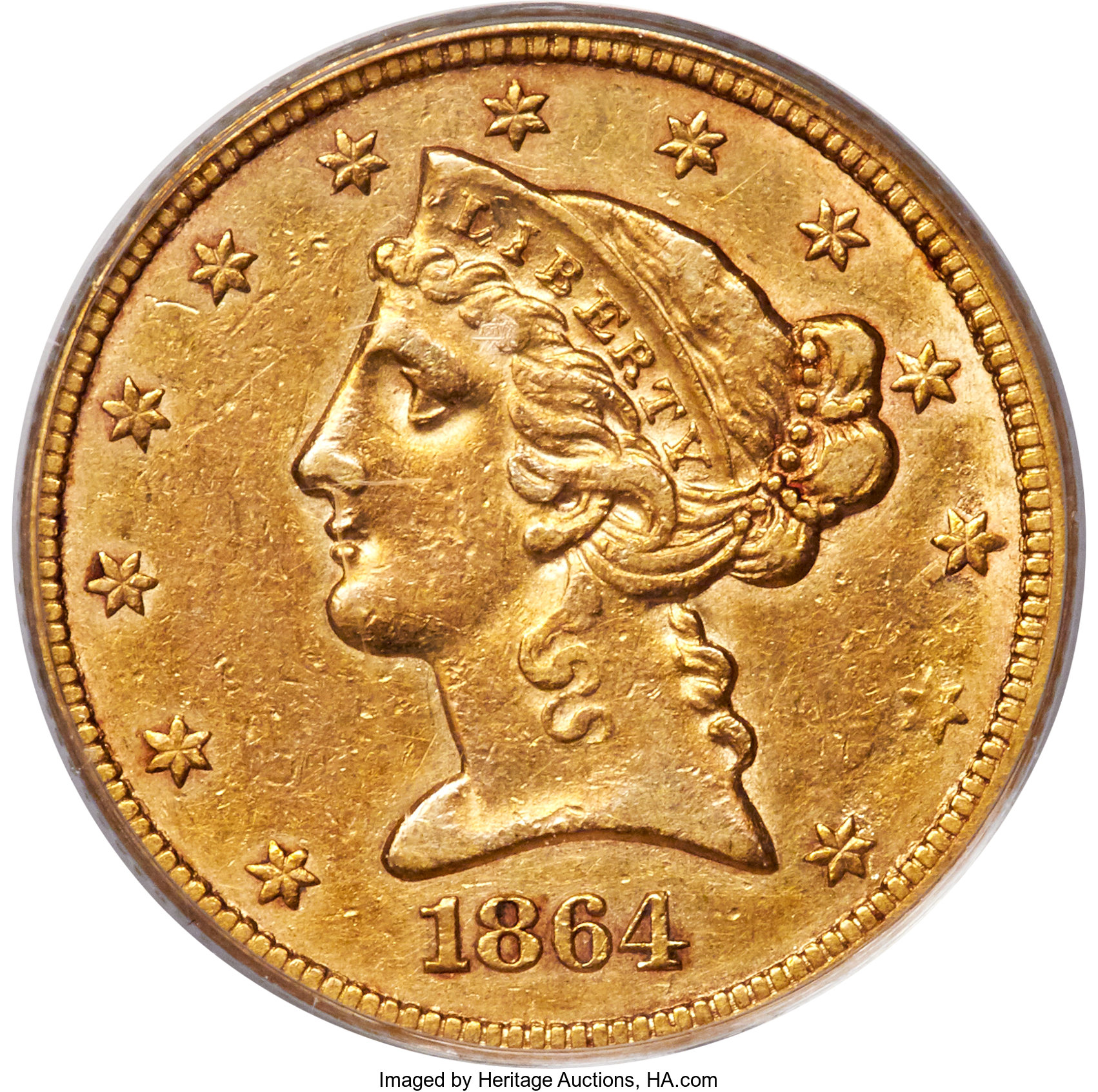 image for: 1864 $5 VF35 PCGS....