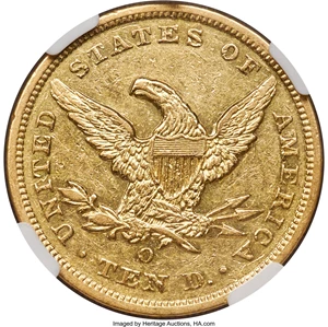image for: 1860-O $10 AU55 NGC. Variety 2....