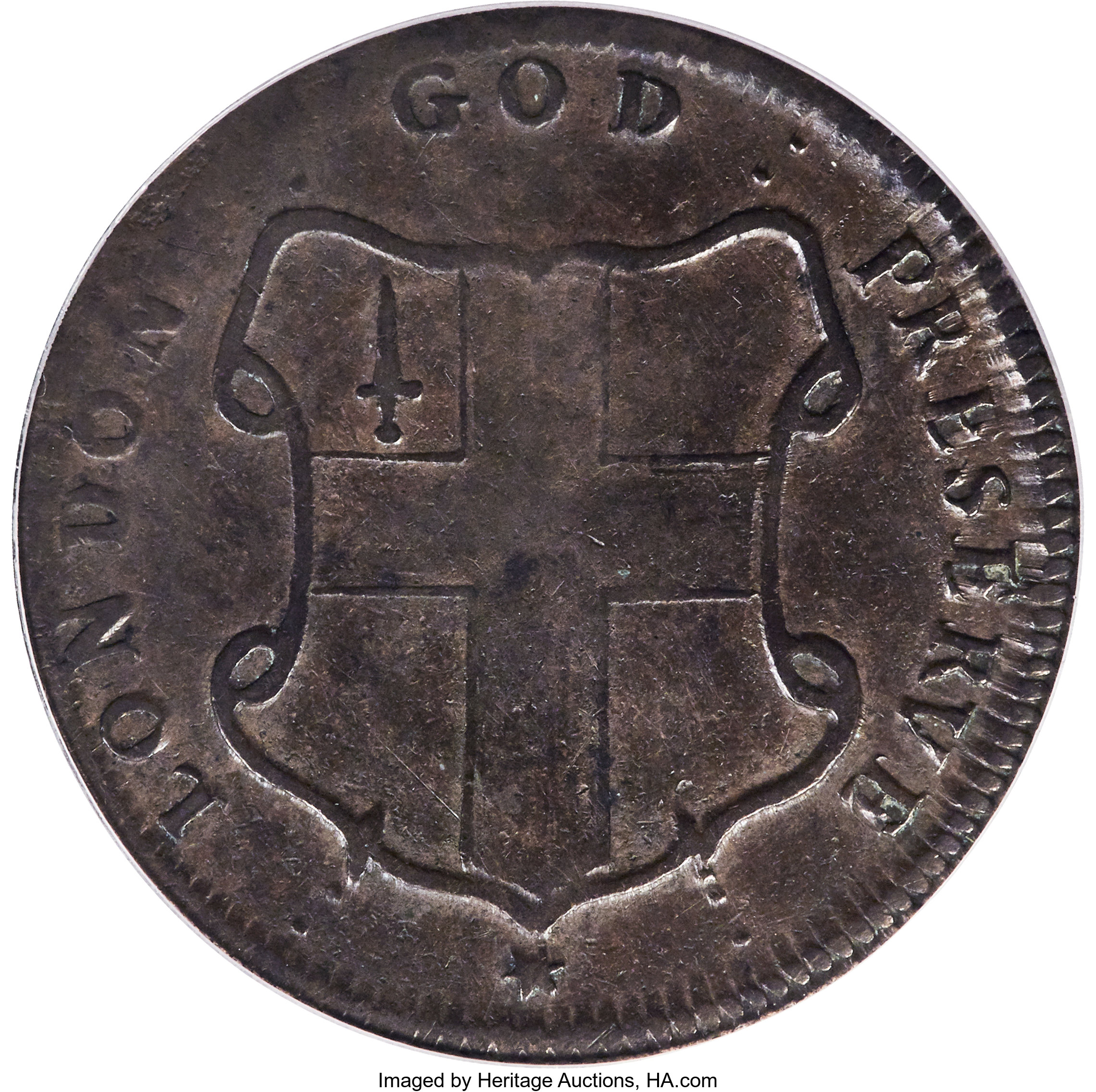 image for: (1694) 1/2 P London Elephant Token, Thin Planchet, XF45 PCGS. Hodder 2-B, W-12040, R.2....