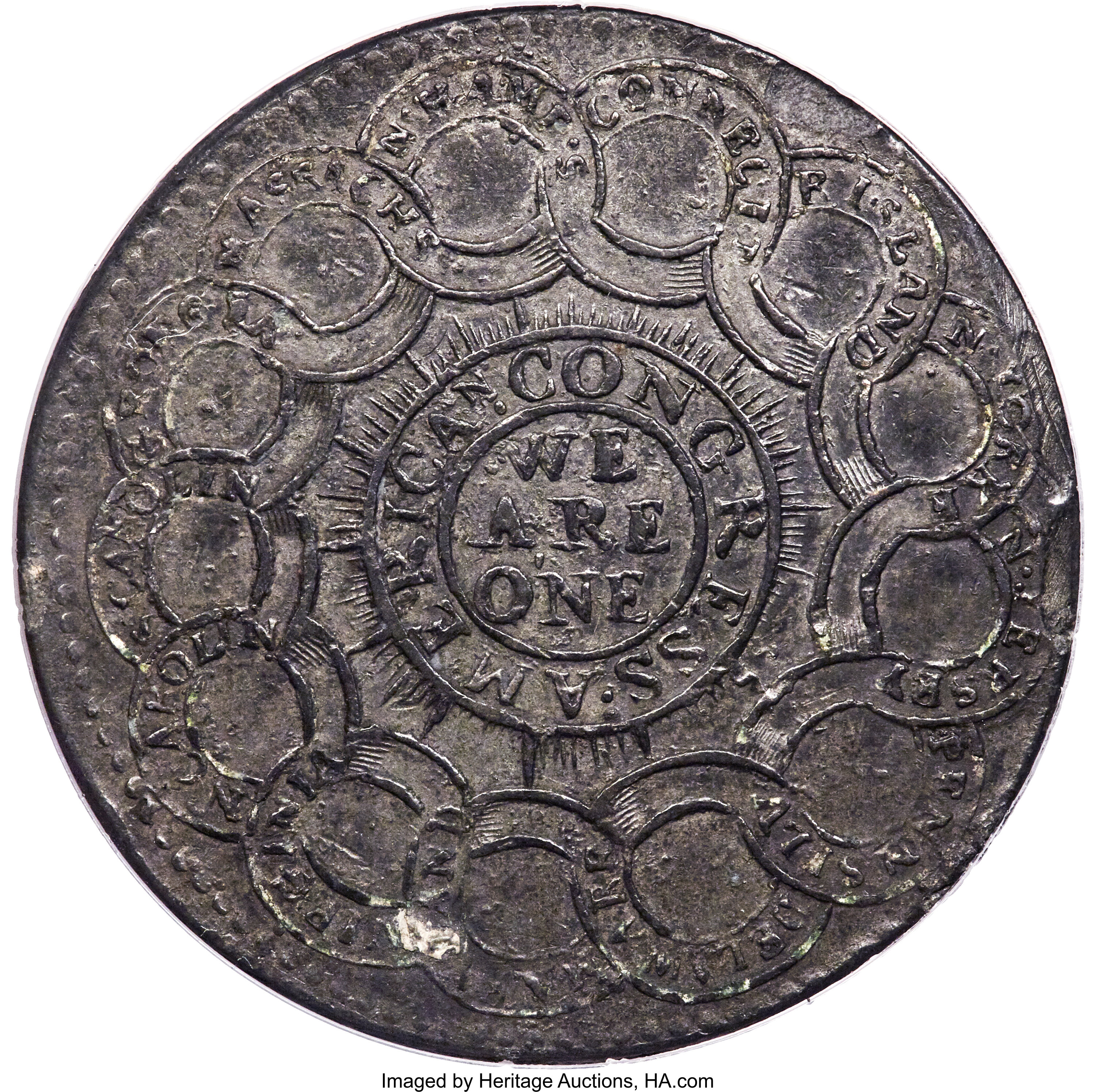 image for: 1776 $1 Continental Dollar, CURRENCY, Pewter -- Corroded -- NCS. AU Details. Newman 2-C, W-8455, R.3....