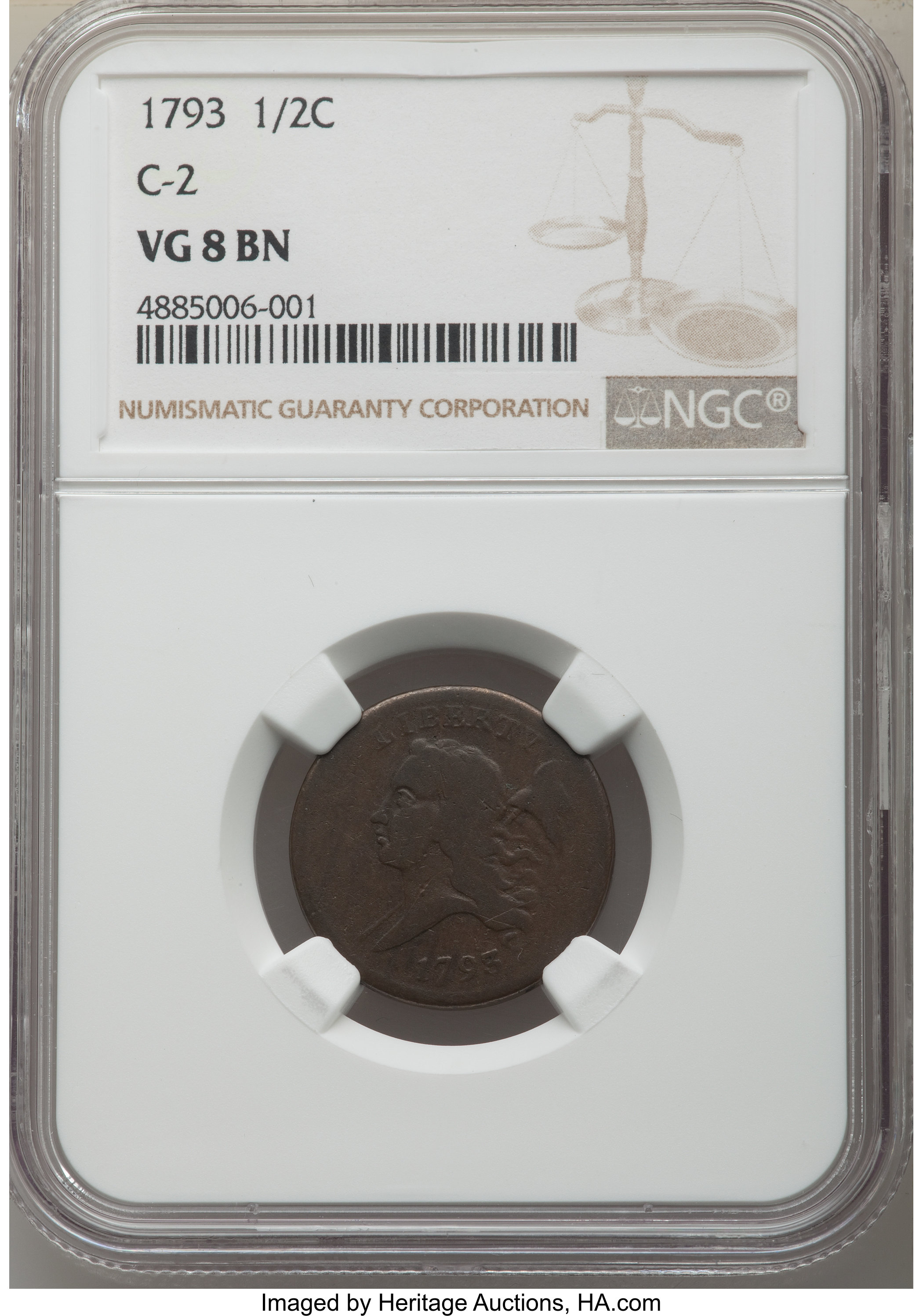 1793 1/2c C-2 MS BN VG10 BN thumbnail 4