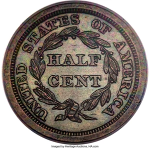 image for: 1840 1/2 C Original PR62 Brown PCGS. B-1, R.5....