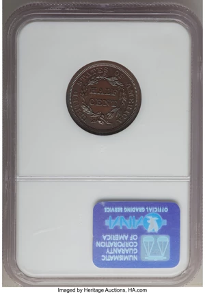 image for: 1844 1/2 C Original PR65 Red and Brown NGC. B-1, R.6....