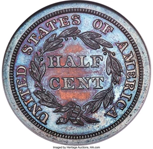 image for: 1844 1/2 C Original PR65 Red and Brown NGC. B-1, R.6....