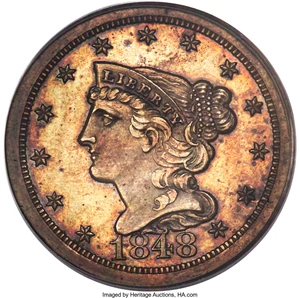 image for: 1848 1/2 C First Restrike PR63 Brown PCGS. B-2, R.5....