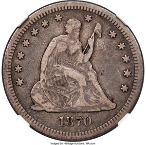 image for: 1870-CC 25C VF25 NGC. Briggs 1-A....