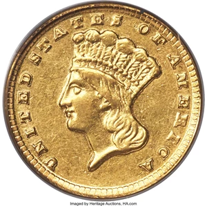 image for: 1858-D G$1 AU50 PCGS. Variety 10-M....