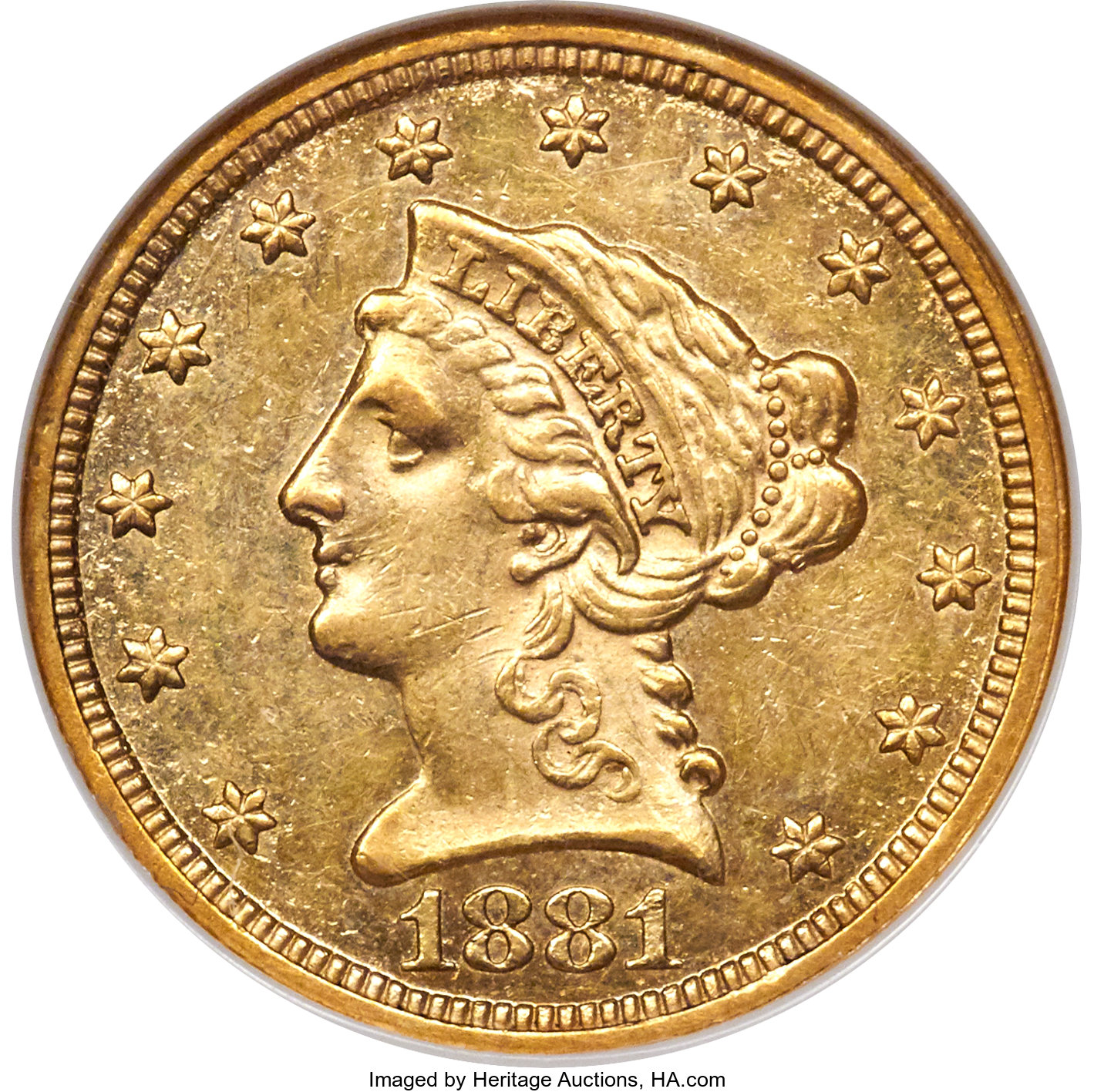 image for: 1881 $2 1/2 AU55 NGC....