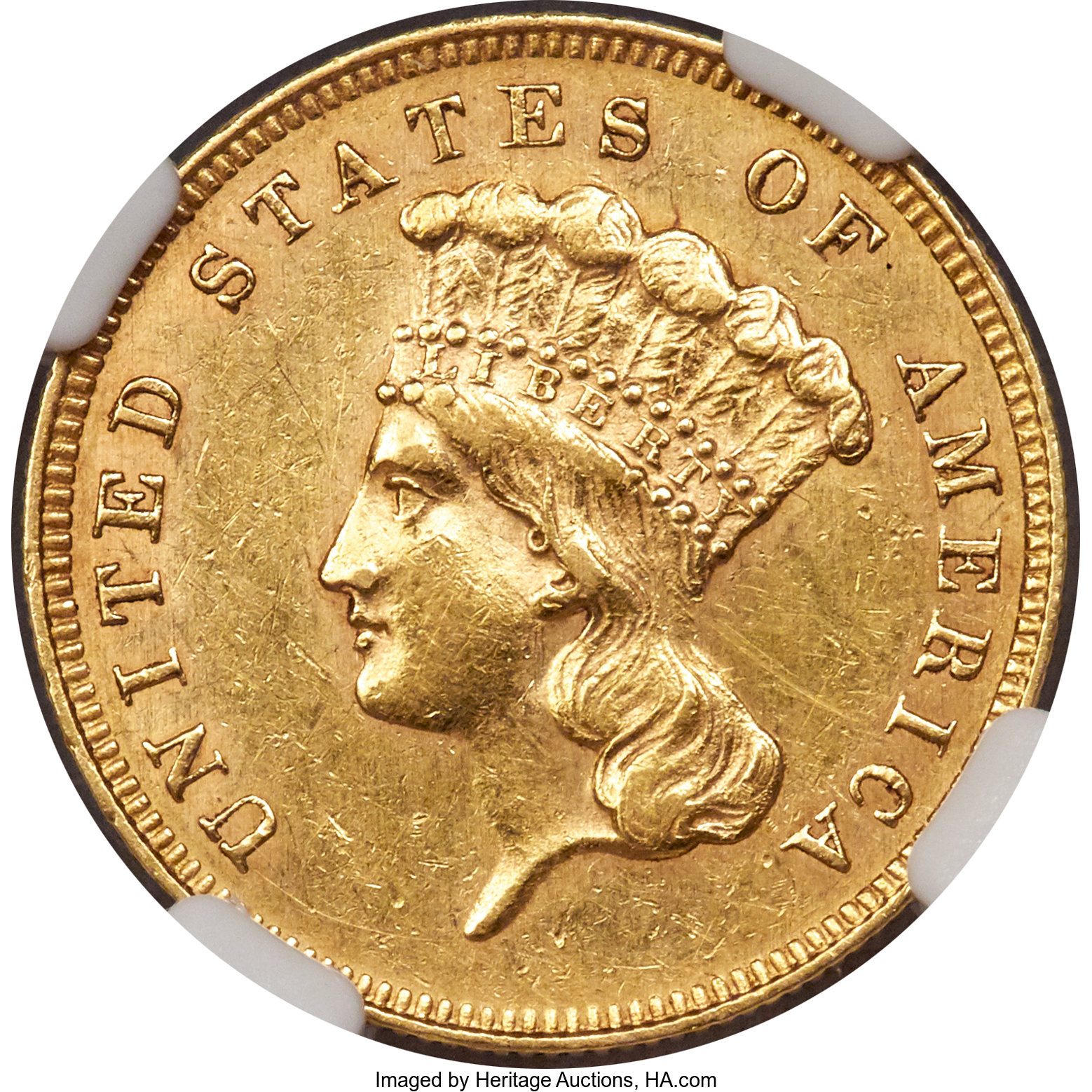 image for: 1862 $3 AU58 NGC....