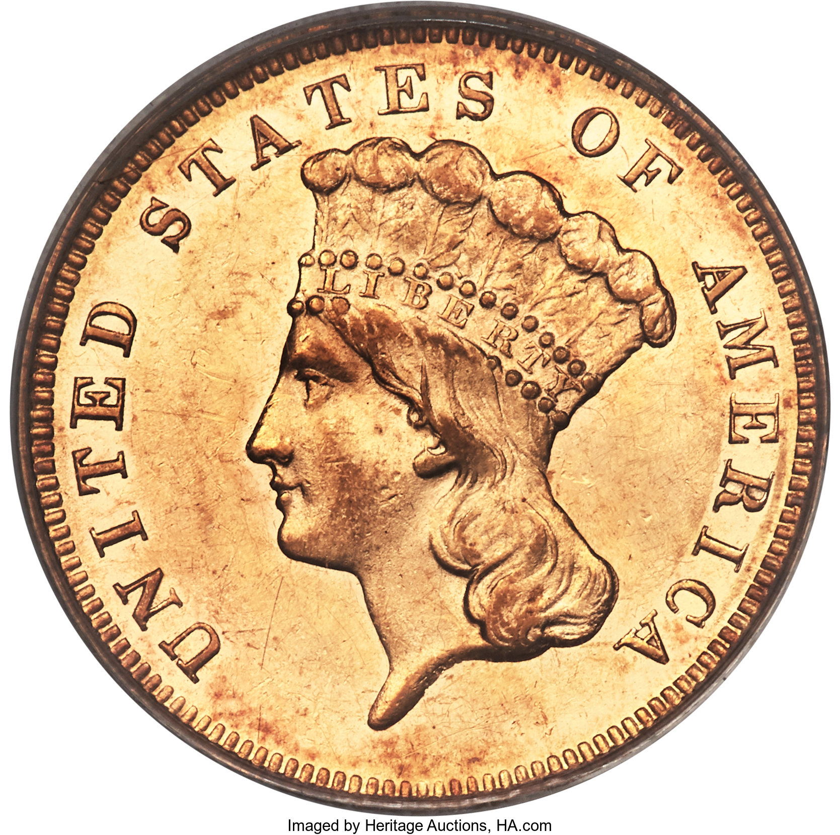 image for: 1880 $3 MS62 PCGS....